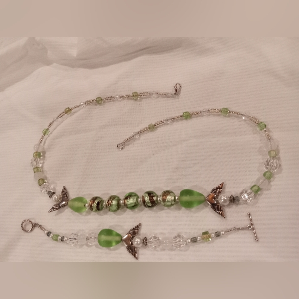 Homemade necklace and bracelet necklace is 22" long bracelet 7 one fourth inches